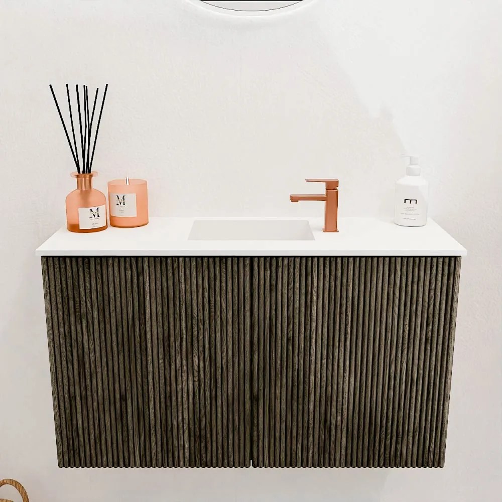 Mondiaz Joya 70cm toiletmeubel shadow met wastafel faye midden 1 kraangat talc