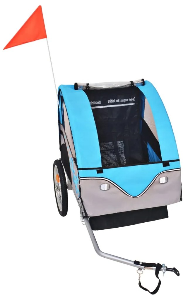 vidaXL Fietskar voor kinderen 30 kg grijs en blauw
