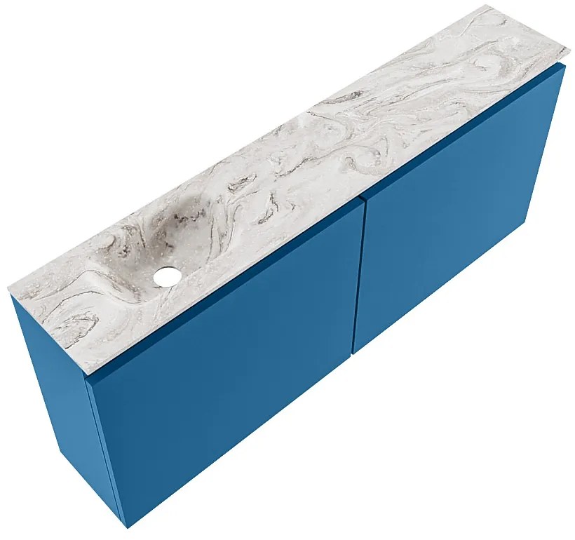 Mondiaz Ture DLux toiletmeubel 120cm jeans met wastafel glace links met kraangat