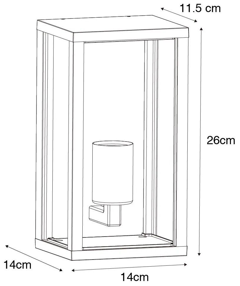 Buiten wandlamp zwart met ribbel glas IP44 - Charlois