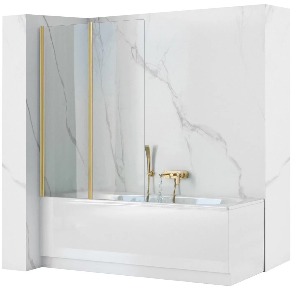 Het Rea Agat-2 100 opklapbare badkuipscherm BRUSH GOLD