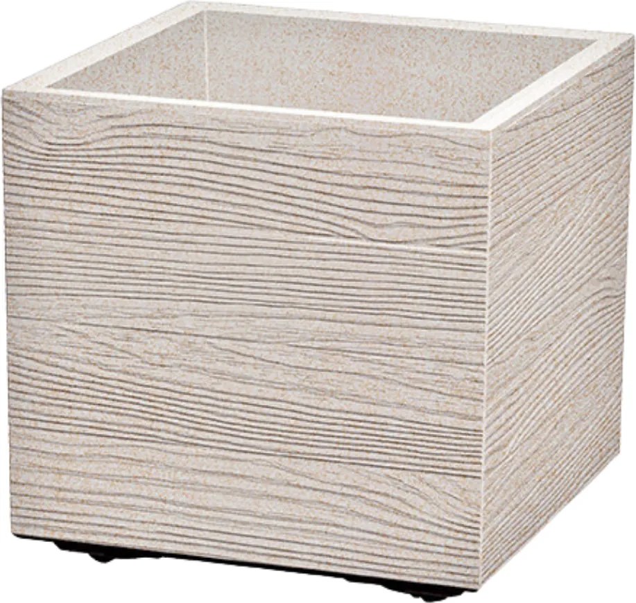 Prosperplast Madera Square Eco Wood Bloempot - ECO Wit - 38,5x38,5 cm - Met echt hout