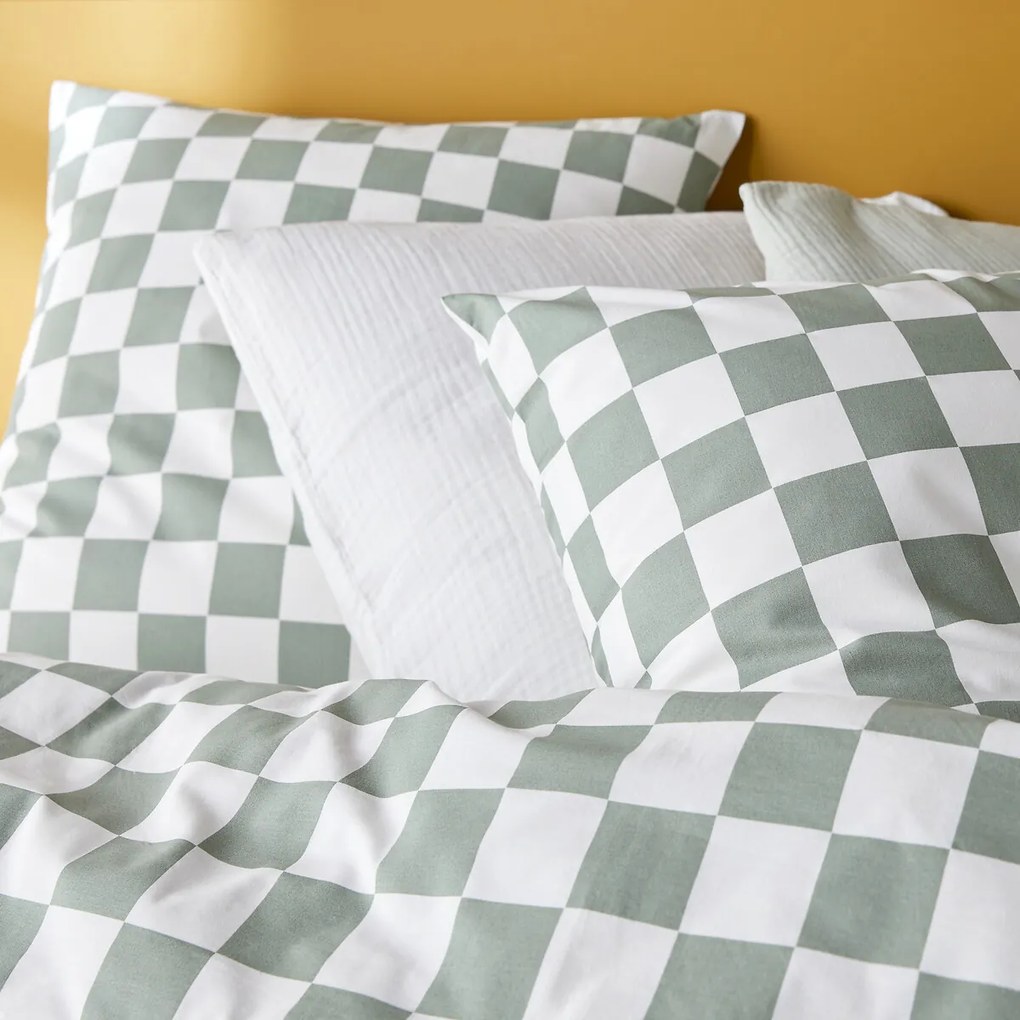 Bedset in katoen, vierkant kussensloop, Miley