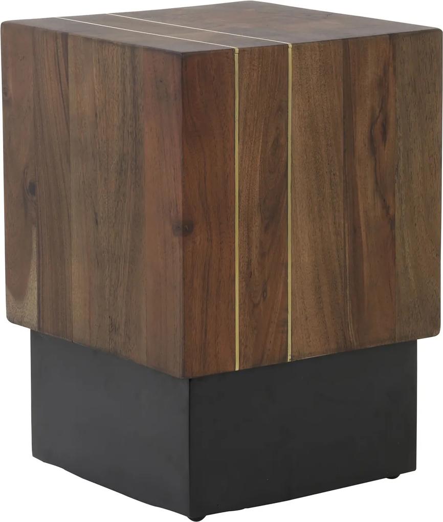 Bijzettafel MACUMA - hout+zwart - 28x28x40cm