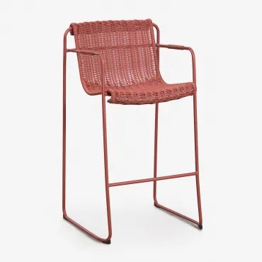 Set Van 2 Stapelbare Hoge Tuinkrukken Met Armleuningen Van Synthetisch Rattan En Staal Revia Terracota & ↑75 Cm - Sklum