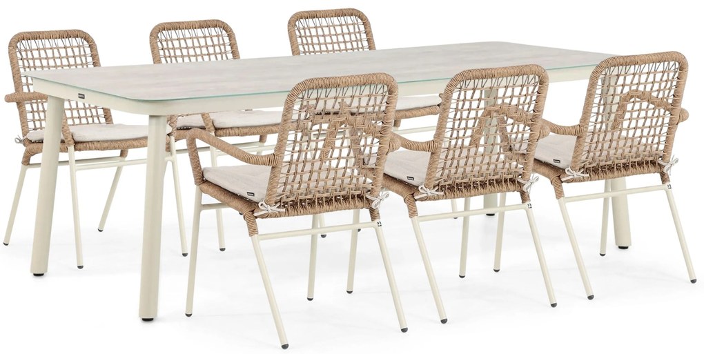Tuinset 6 personen 220 cm Aluminium/rope Taupe Lifestyle Garden Furniture Catalone/Tavano