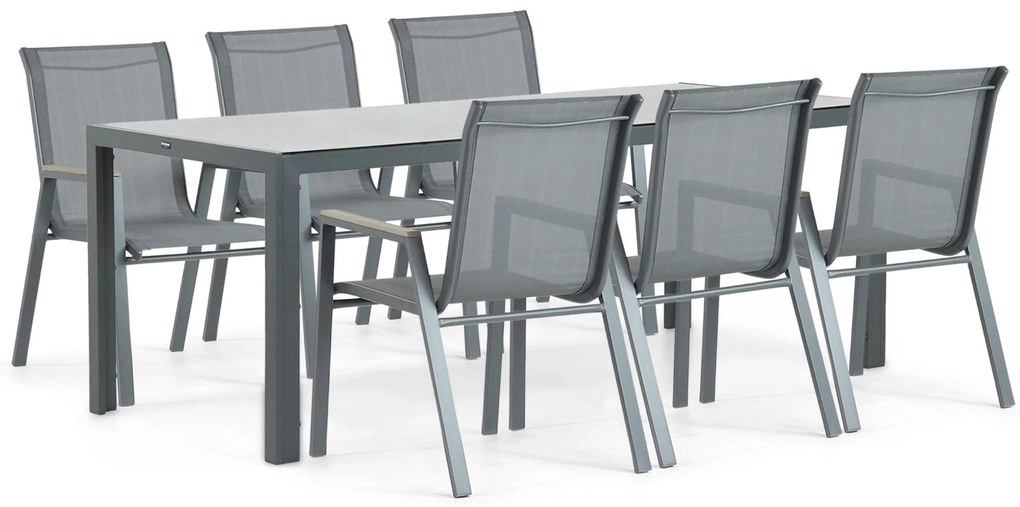 Tuinset 6 personen 210 cm Aluminium/textileen Grijs Domani Furniture Verde/Venustas