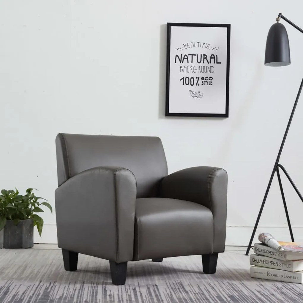 vidaXL Fauteuil kunstleer grijs