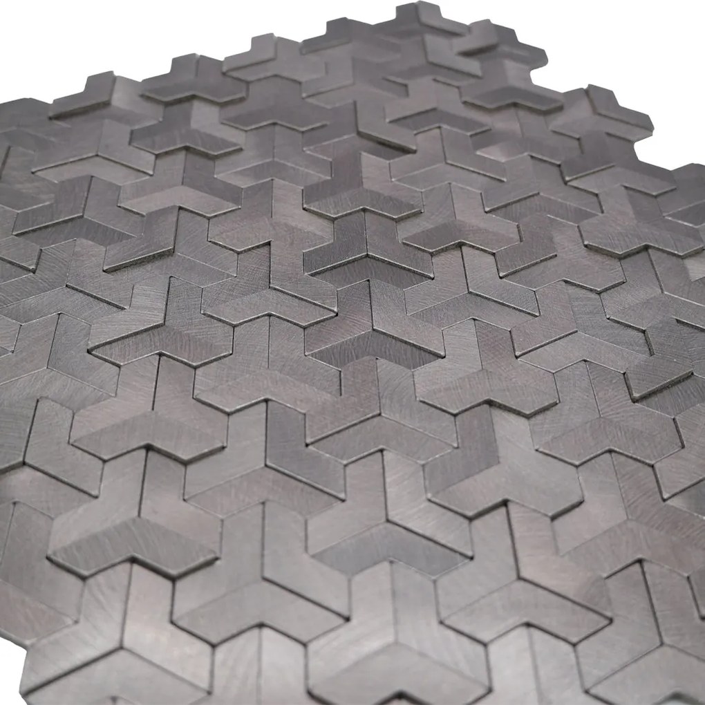 Zelfklevende Mozaïektegels Metaal | Trifold 3D Antraciet | 30,3×28 cm | Keuken, Bad & WC