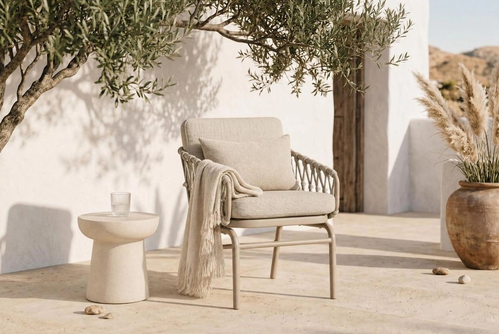Tuinstoel Rope Zand/Beige Lifestyle Garden Furniture Ventana low loft