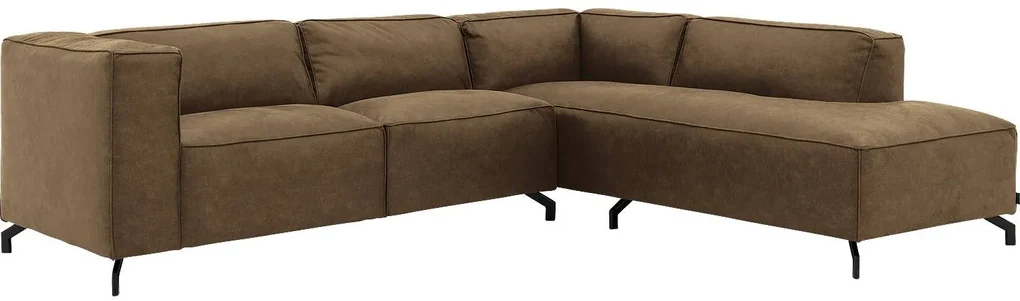 Goossens Bank Calvin antraciet, micro leer, 2,5-zits, modern design met ligelement rechts