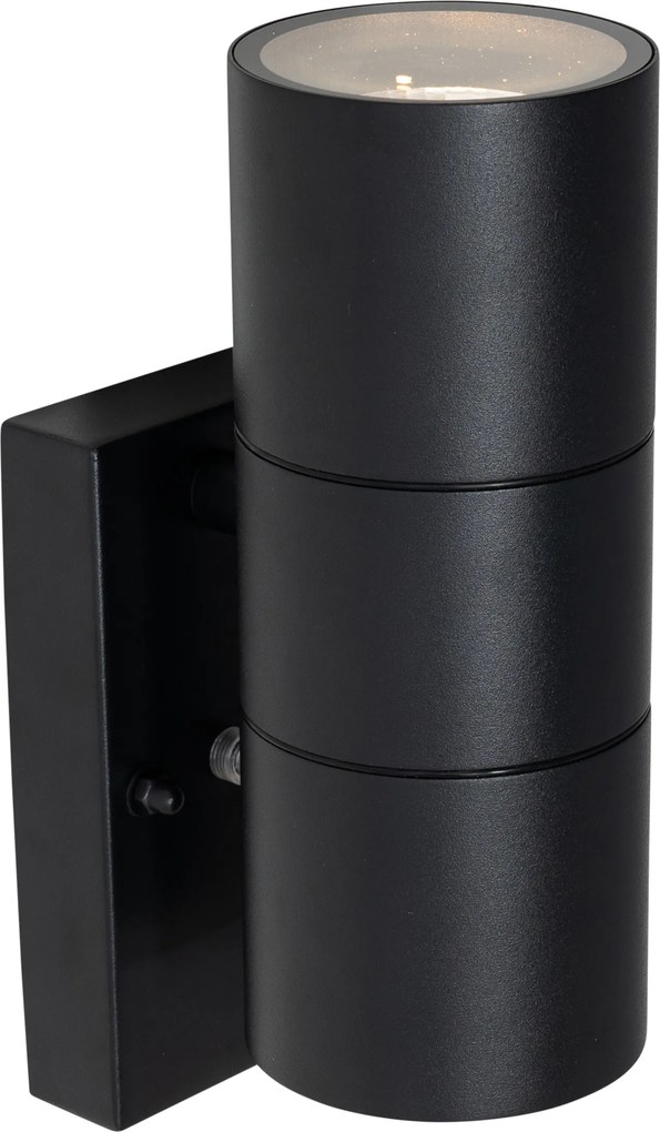 Buiten wandlamp zwart 2-lichts AR70 met schemersensor - Duo