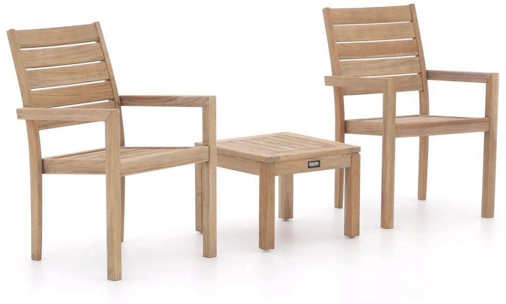 Bistro- en balkonset ROUGH  | 2 personen teakhout | Tuinset stapelbaar | 3-delig | Kees Smit Tuinmeubelen