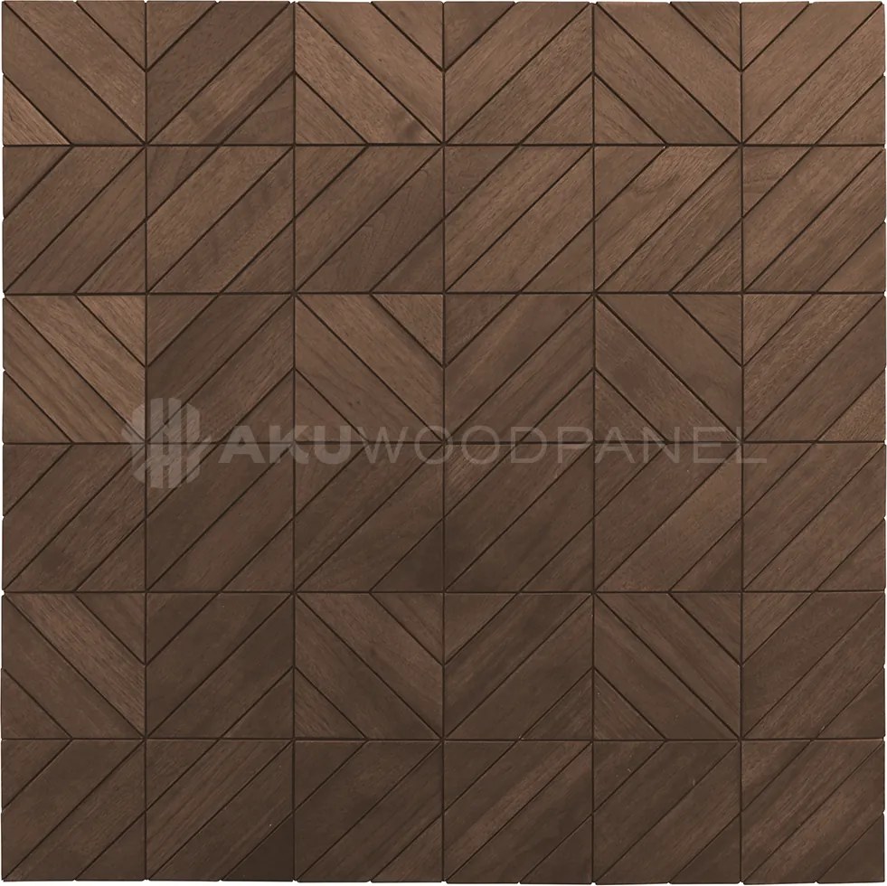 Decopaneel 60 cm x 60 cm Walnoot hout - Clover Brown - 3D Wandpaneel - Wanddeco
