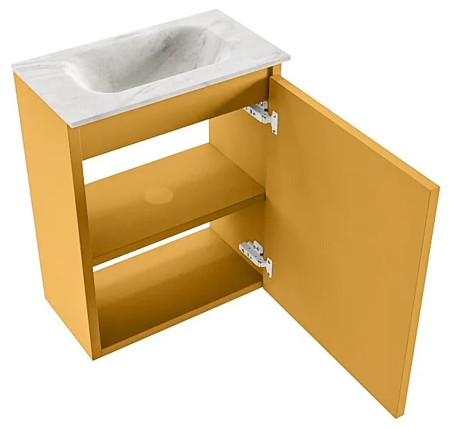 Mondiaz Ture DLux toiletmeubel 40cm ocher met wastafel ostra midden zonder kraangat