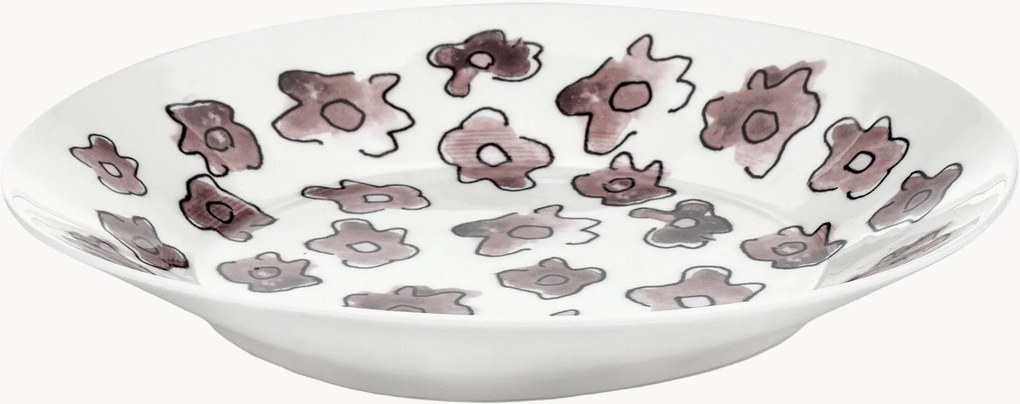 Diepe borden Midnight Flowers van Fine Bone China, 2-delig