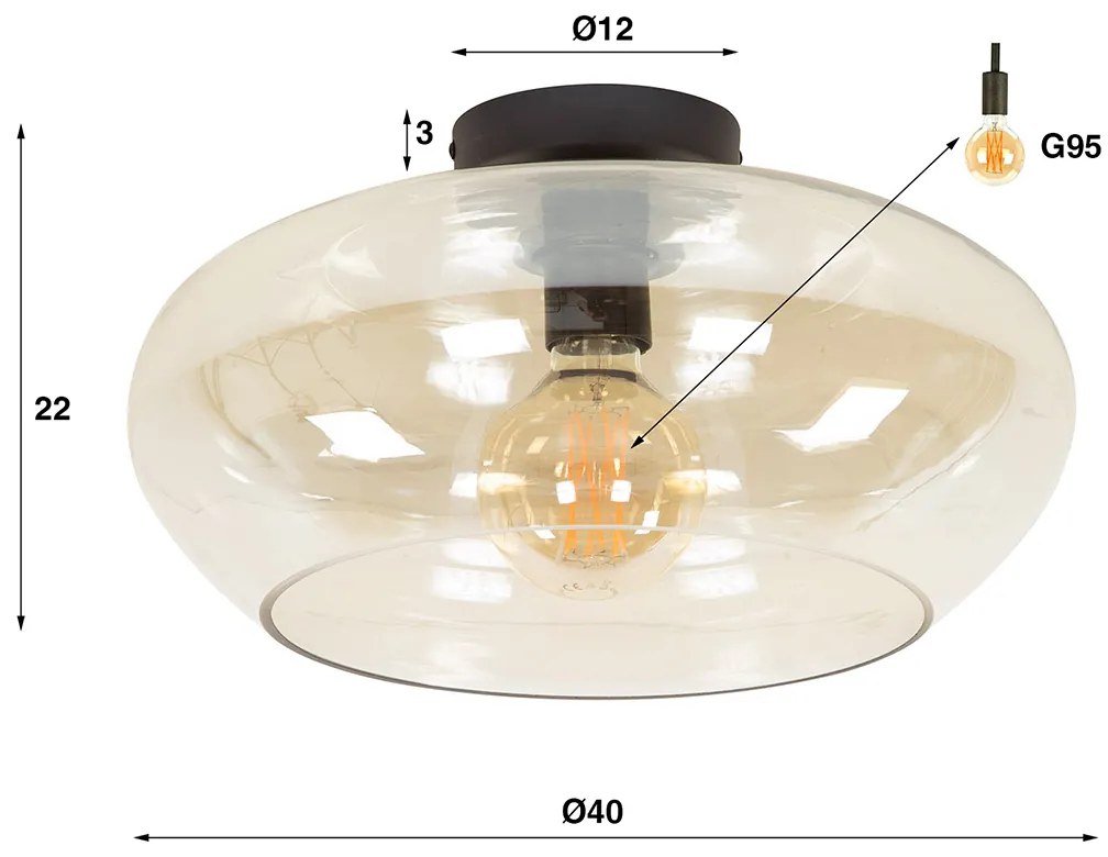 Glazen Plafondlamp Smoke Grijs