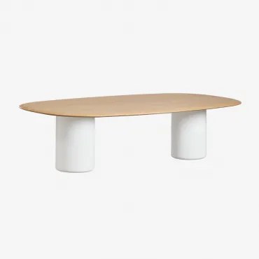 Ovalen Eettafel Van Mdf En Cement Lysander Eikenhout & 270 X 110 Cm & Helder Wit - Sklum