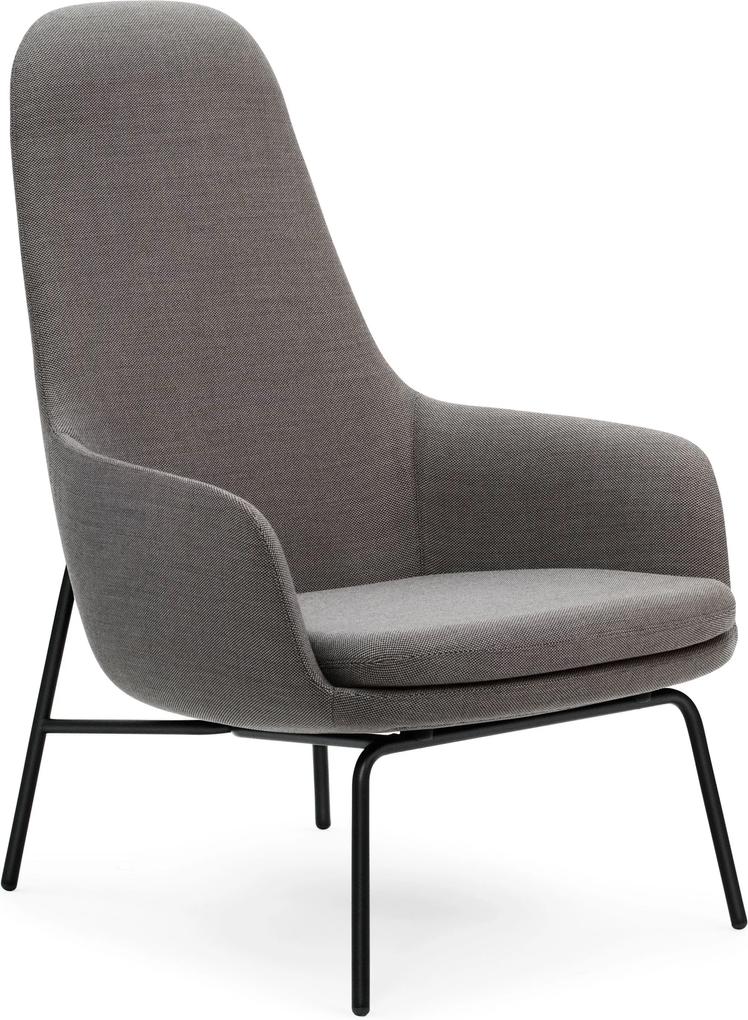 Normann Copenhagen Era Lounge Chair High loungestoel met zwart stalen onderstel Breeze Fusion donkergrijs