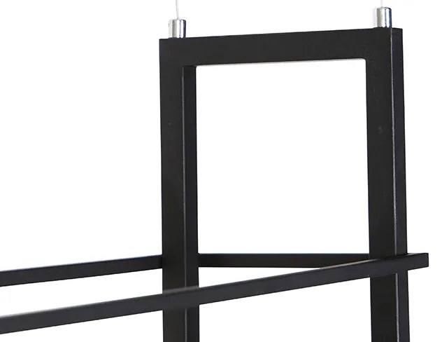 Smart hanglamp zwart met hout en rek 4-lichts incl. Wifi A60 - Cage Rack