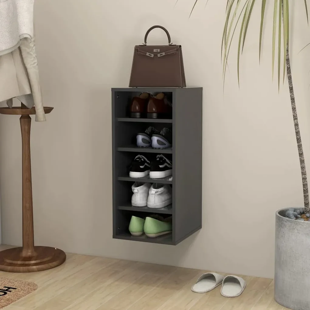 vidaXL Schoenenkast 31,5x35x70 cm spaanplaat grijs