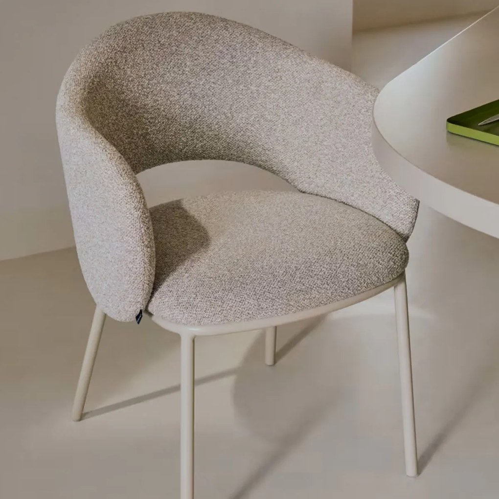 Kave Home Maina Design Eetkamerstoel Chenille Beige