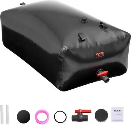 VEVOR 540L/142,7 Gallon wateropslagzak, RV-watertank, 1000D PVC opvouwbare wateropslagcontainer, grote capaciteit zachtwaterzak, draagbare waterzak, brandpreventie, kamperen, noodgevallen