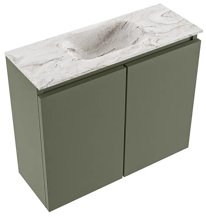 Mondiaz Ture DLux toiletmeubel 60cm army met wastafel glace midden zonder kraangat