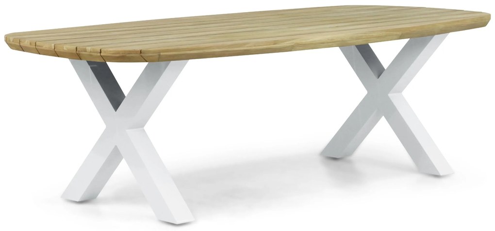 Dining Tuintafel rechthoekig 240 x 100 cm Aluminium/Teak Wit Falcon/Cardiff