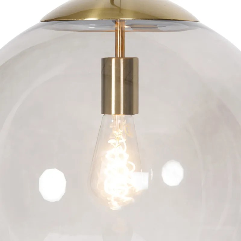 Moderne hanglamp messing met smoke glas 40 cm - Ball