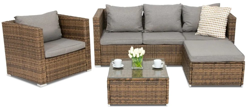 Technorattan tuinmeubelen Roma Corner 5 Garden Point bruin