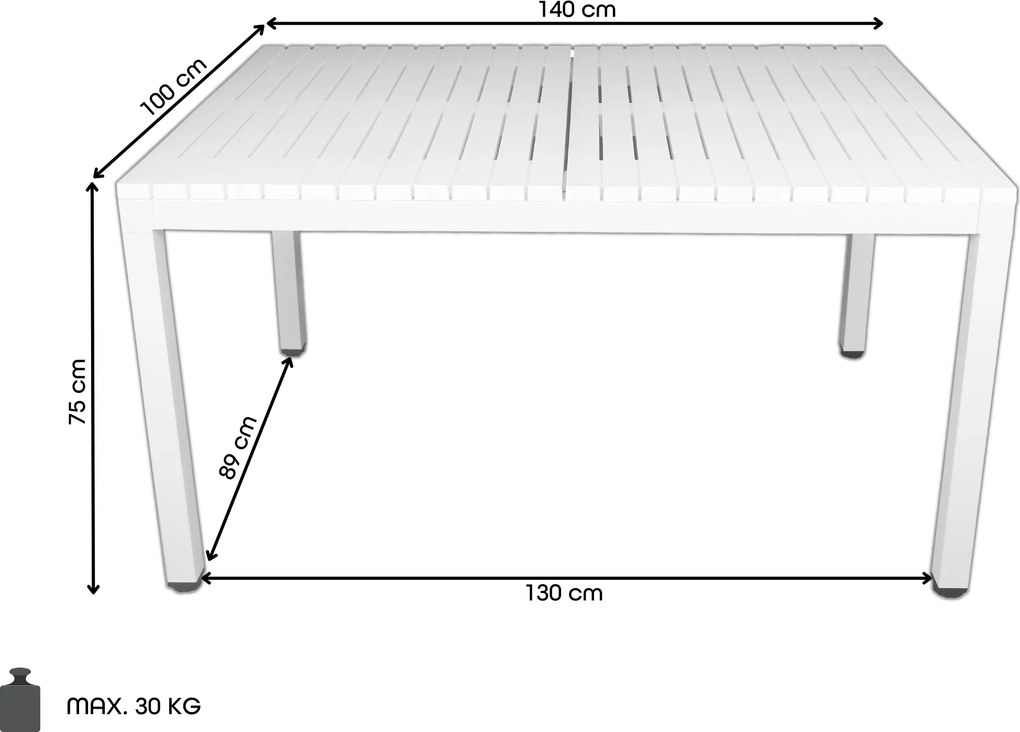 YASU Lichtgrijs (asgrijs) - MODERNE RECHTHOEKIGE TUINTAFEL (voor keuken, café, tuin)