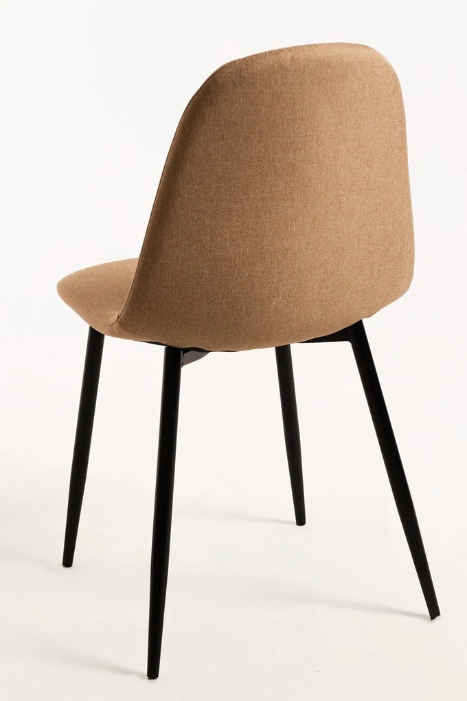 Set 4 Teok Black Stoffen Stoelen