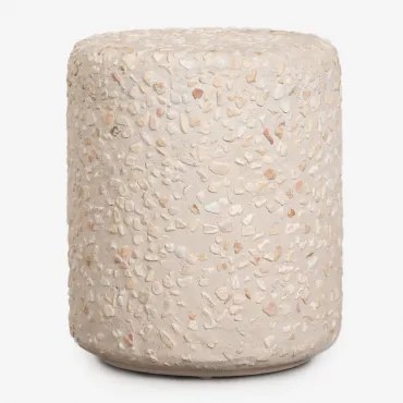 Pack Van 2 Nachtkastjes Ø35 Cm In Cement Elyndra Beige Terrazzo - Sklum