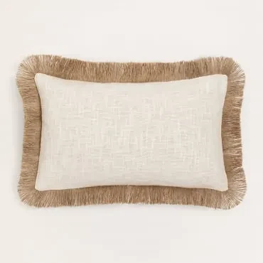 Rechthoekig Katoenen Kussen (30x50 Cm) Paraiba Gardenia Wit - Beige – Linnen - Sklum