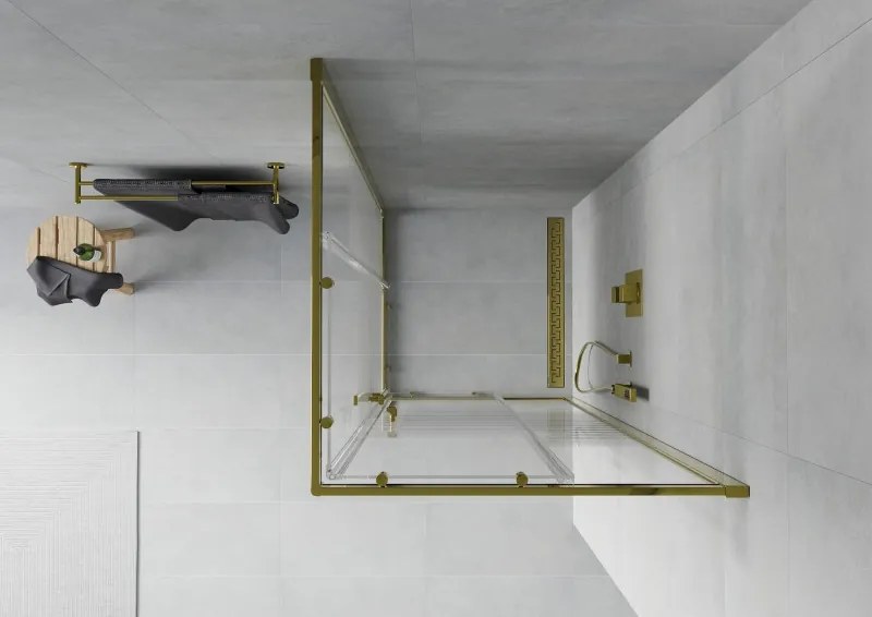 Mexen Rio vierkante douchecabine 90 x 90 cm, transparant, goud - 860-090-090-50-00