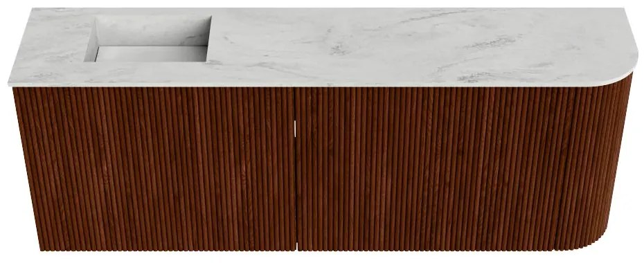 Mondiaz Joya DLux 110cm toiletmeubel ronding rechts ruby met wastafel faye links zonder kraangat opalo
