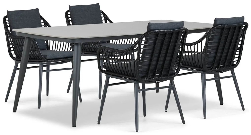 Tuinset 4 personen 180 cm Aluminium/wicker Grijs Coco Coco Leonardo