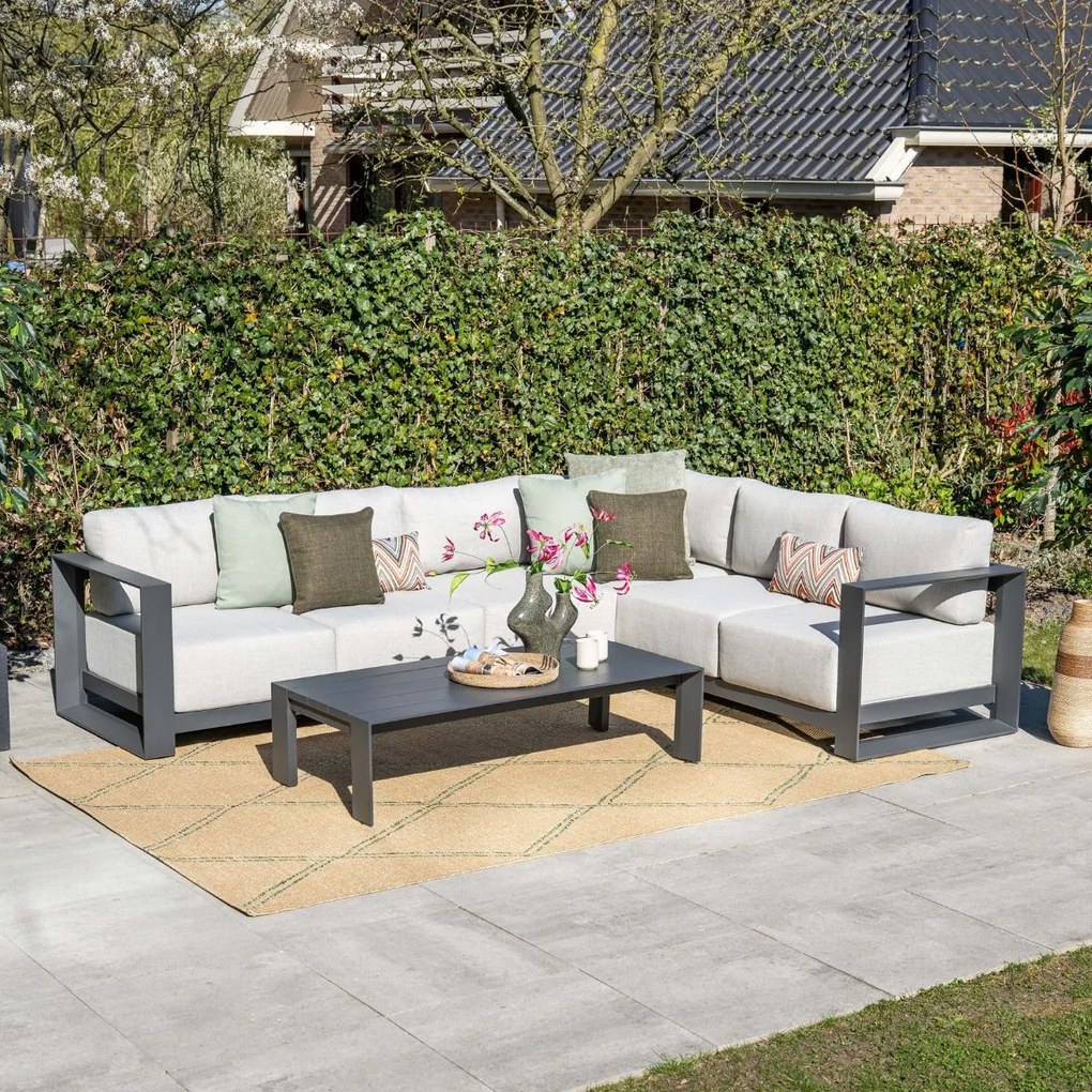 Garden Impressions Malakka loungebank 4-delig - donker grijs