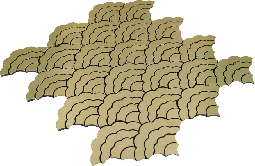 Zelfklevende Mozaïektegels Metaal | Waaier Goud | 26,8×28,1 cm | Keuken, Bad & WC