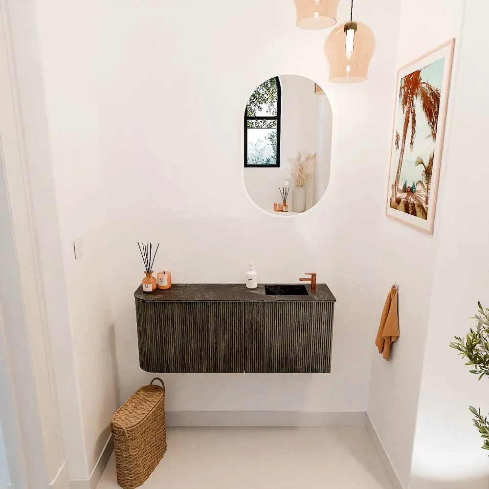 Mondiaz Joya DLux 100cm toiletmeubel ronding links shadow met wastafel faye rechts 1 kraangat lava