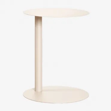 Ronde Bijzettafel Voor De Tuin Ø40 Cm Van Staal Yannik Tapioca Beige - Sklum
