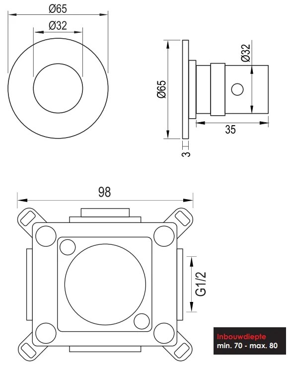 Brauer Copper Edition stopkraan geborsteld koper PVD
