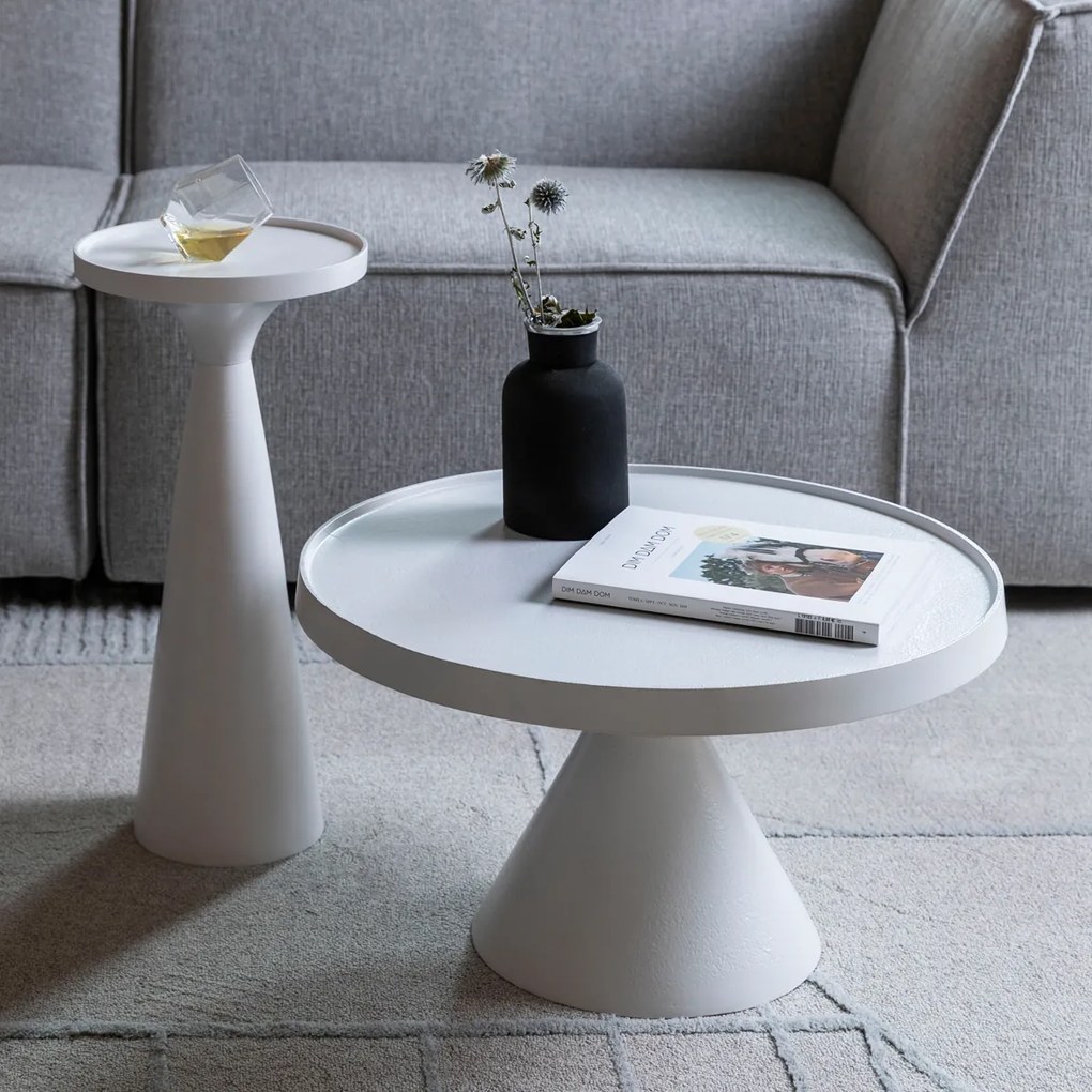 Zuiver Floss Ronde Salontafel Wit Aluminium - 60 X 60cm.