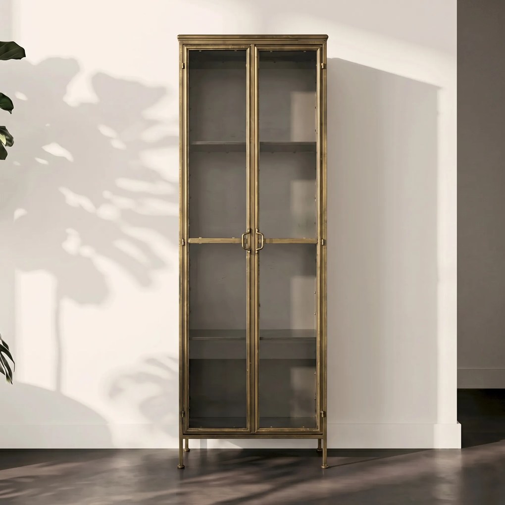 Dutchbone Gertlush Vitrinekast Antiek Messing - 63.5x41.5x184cm.
