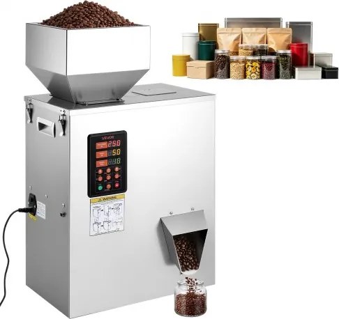 VEVOR Poederdoseermachine, Deeltjesdispenser, Automatische Poedervuller, 10-500 g, Intelligent Wegen &amp; Vullen, Roestvrijstalen Constructie, Hoge Nauwkeurigheid, Ideaal voor Noten, Zaden, Thee, Koffiebonen, Specerijen, Meel