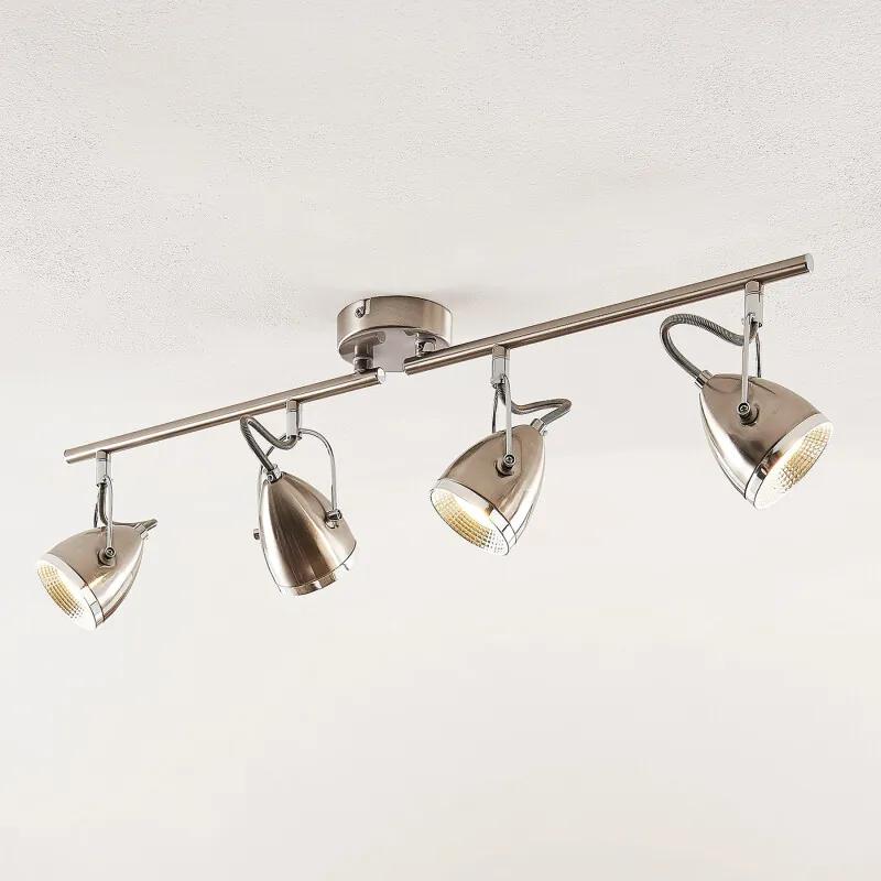Jadon LED plafondspot met nikkel 4-lamps - lampen-24