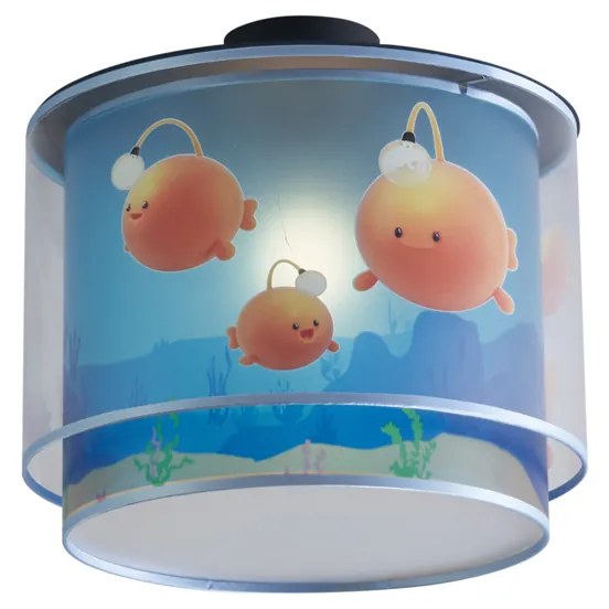 Kinder plafondlamp blauw met bulby - Harrie meets Bulby