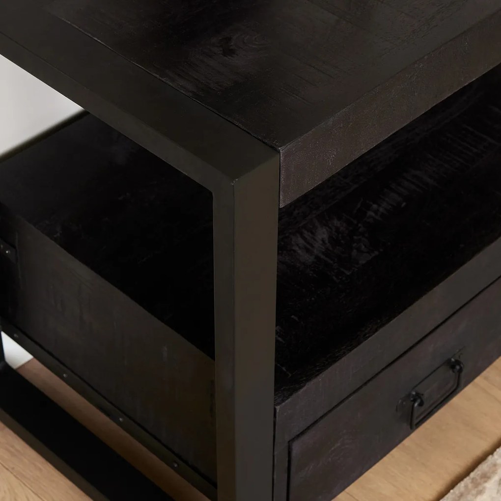 Starfurn Boaz Black Tv-meubel Van Zwart Mangohout 100 Cm - 150x51x41cm.