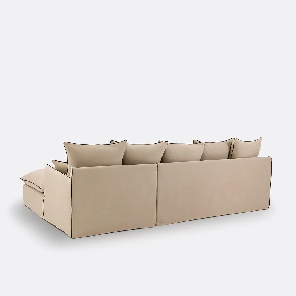 Bank, omvormbaar, slaapbank, afneembare hoes, 4-zits, dik linnen, Odna